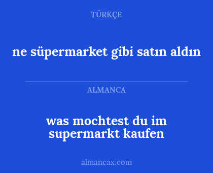 was mochtest du im supermarkt kaufen - ne süpermarket gibi satın aldın