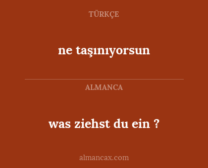 was ziehst du ein ? - ne taşınıyorsun