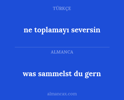 ne toplamayı seversin - was sammelst du gern