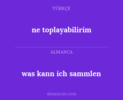 was kann ich sammlen - ne toplayabilirim