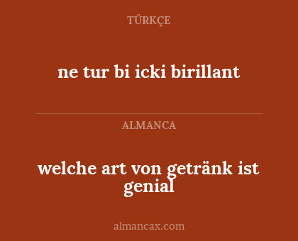 welche art von getränk ist genial - ne tur bi icki birillant