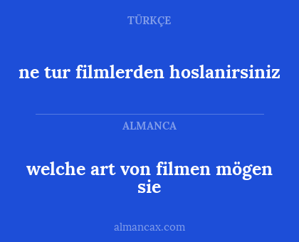 ne tur filmlerden hoslanirsiniz - welche art von filmen mögen sie
