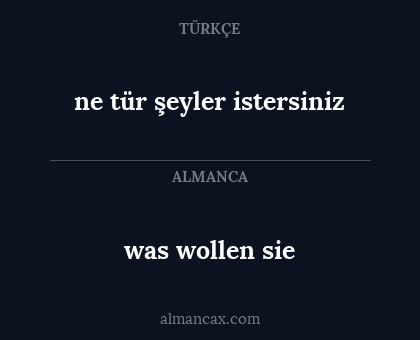was wollen sie - ne tür şeyler istersiniz