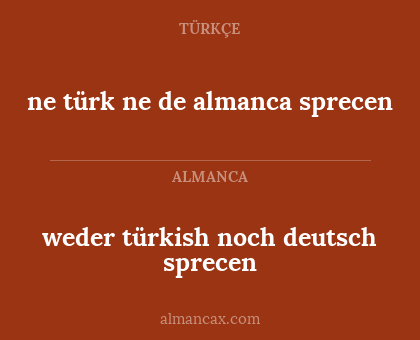ne türk ne de almanca sprecen - weder türkish noch deutsch sprecen