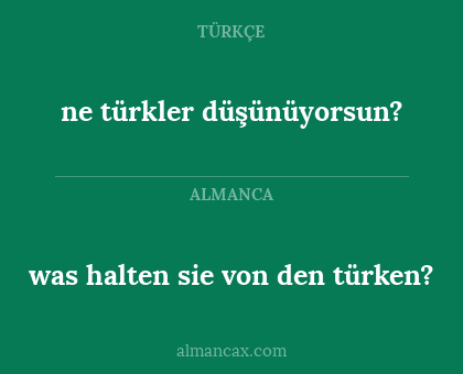 ne türkler düşünüyorsun? - was halten sie von den türken?