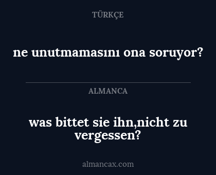 ne unutmamasını ona soruyor? - was bittet sie ihn,nicht zu vergessen?