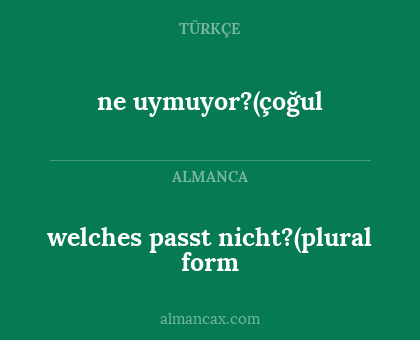 welches passt nicht?(plural form - ne uymuyor?(çoğul