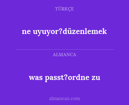 was passt?ordne zu - ne uyuyor?düzenlemek
