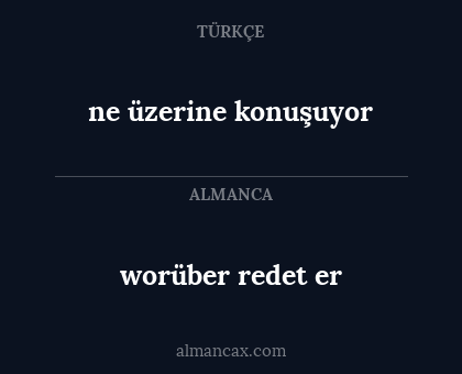 ne üzerine konuşuyor - worüber redet er