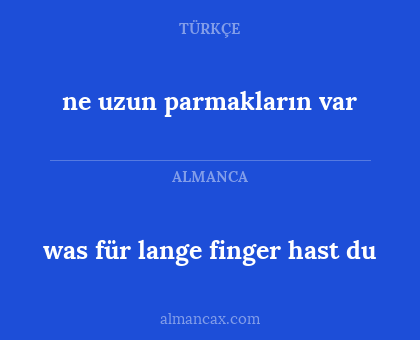 ne uzun parmakların var - was für lange finger hast du