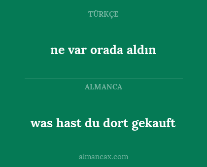 ne var orada aldın - was hast du dort gekauft