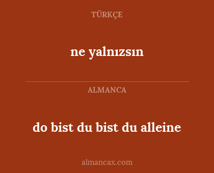 ne yalnızsın - do bist du bist du alleine