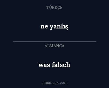 was falsch - ne yanlış