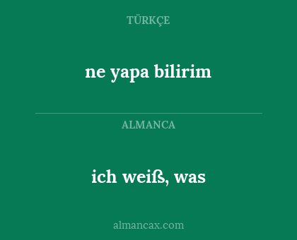 ne yapa bilirim - ich weiß, was