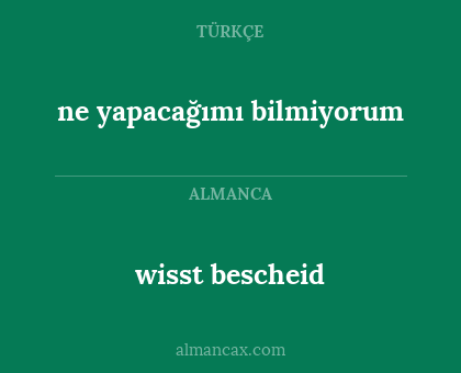 wisst bescheid - ne yapacağımı bilmiyorum
