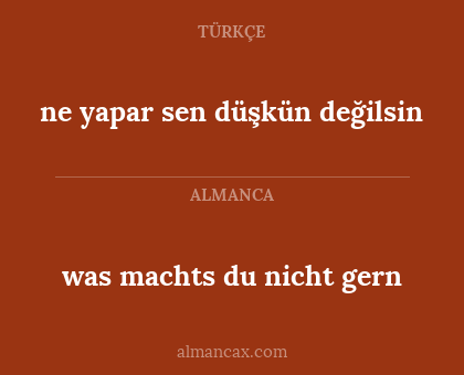 was machts du nicht gern - ne yapar sen düşkün değilsin