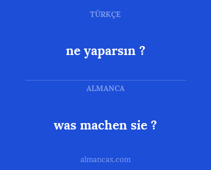 ne yaparsın ? - was machen sie ?