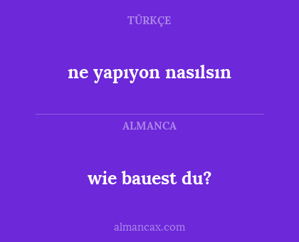 ne yapıyon nasılsın - wie bauest du?