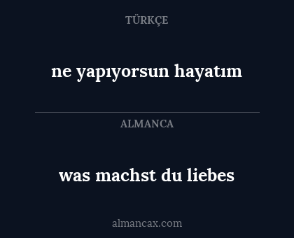 ne yapıyorsun hayatım - was machst du liebes