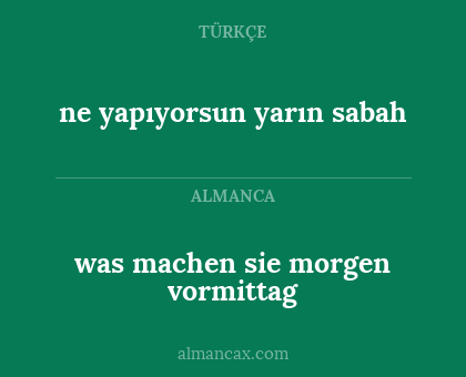 was machen sie morgen vormittag - ne yapıyorsun yarın sabah