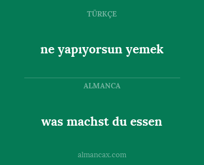 ne yapıyorsun yemek - was machst du essen