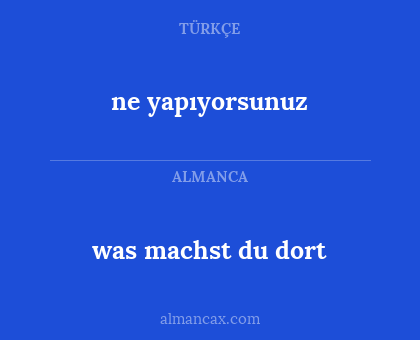ne yapıyorsunuz - was machst du dort