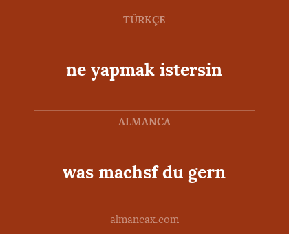 ne yapmak istersin - was machsf du gern