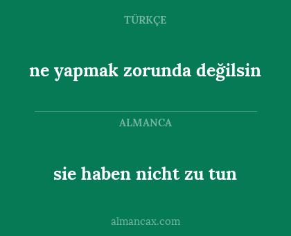 sie haben nicht zu tun - ne yapmak zorunda değilsin