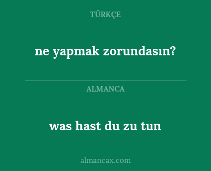 was hast du zu tun - ne yapmak zorundasın?