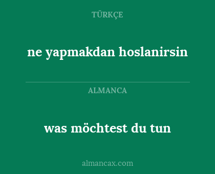 was möchtest du tun - ne yapmakdan hoslanirsin