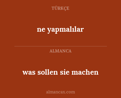 was sollen sie machen - ne yapmalılar