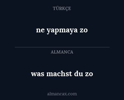 ne yapmaya zo - was machst du zo