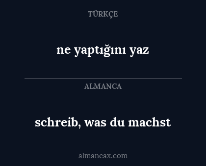 ne yaptığını yaz - schreib, was du machst