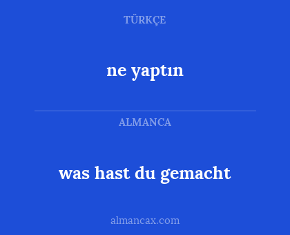 ne yaptın - was hast du gemacht