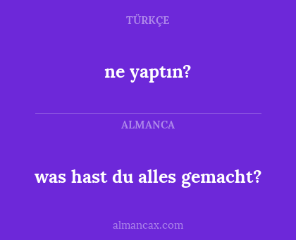 ne yaptın? - was hast du alles gemacht?