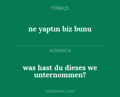 ne yaptın biz bunu - was hast du dieses we unternommen?