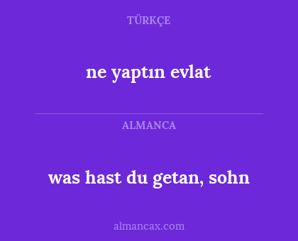 ne yaptın evlat - was hast du getan, sohn