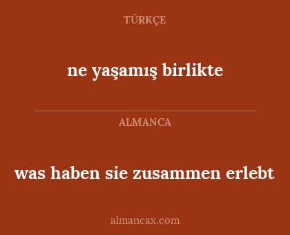 was haben sie zusammen erlebt - ne yaşamış birlikte