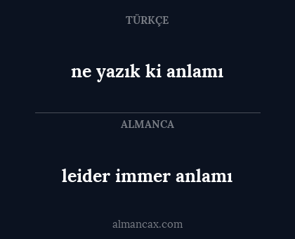 leider immer anlamı - ne yazık ki anlamı
