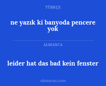 leider hat das bad kein fenster - ne yazık ki banyoda pencere yok