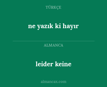 leider keine - ne yazık ki hayır