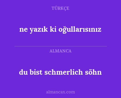 ne yazık ki oğullarısınız - du bist schmerlich söhn