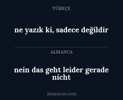 nein das geht leider gerade nicht - ne yazık ki, sadece değildir