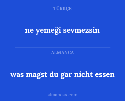 ne yemeği sevmezsin - was magst du gar nicht essen