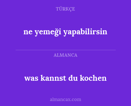 was kannst du kochen - ne yemeği yapabilirsin
