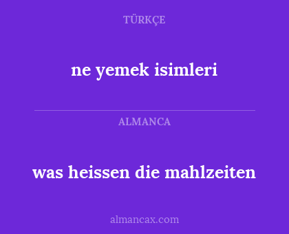 was heissen die mahlzeiten - ne yemek isimleri