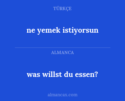 was willst du essen? - ne yemek istiyorsun