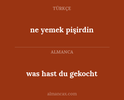 was hast du gekocht - ne yemek pişirdin