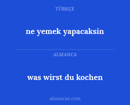 ne yemek yapacaksin - was wirst du kochen