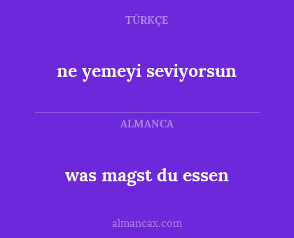 was magst du essen - ne yemeyi seviyorsun